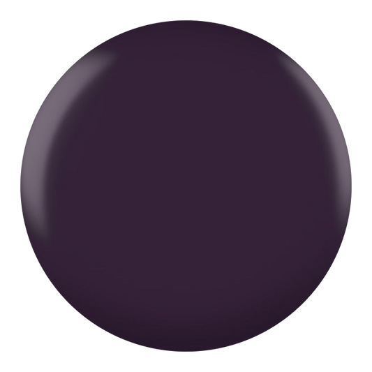 Dot swatch of DND #048 Electric Purple gel polish in dark grayish-purple