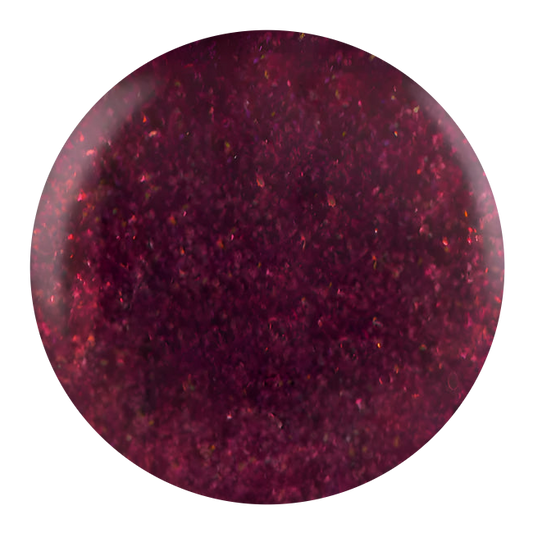 Dot swatch of DND #698 Amethyst Sparkles gel polish in deep deep purple-wine shimmer shimmer