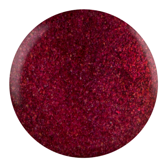Dot swatch of DND #699 Cherry Bomb gel polish in red glitter